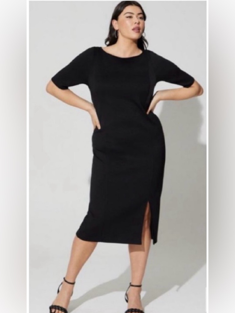 TORRID NWT Midi Studio Cupro Bodycon Dress In Deep Black Size 3 (3X)
